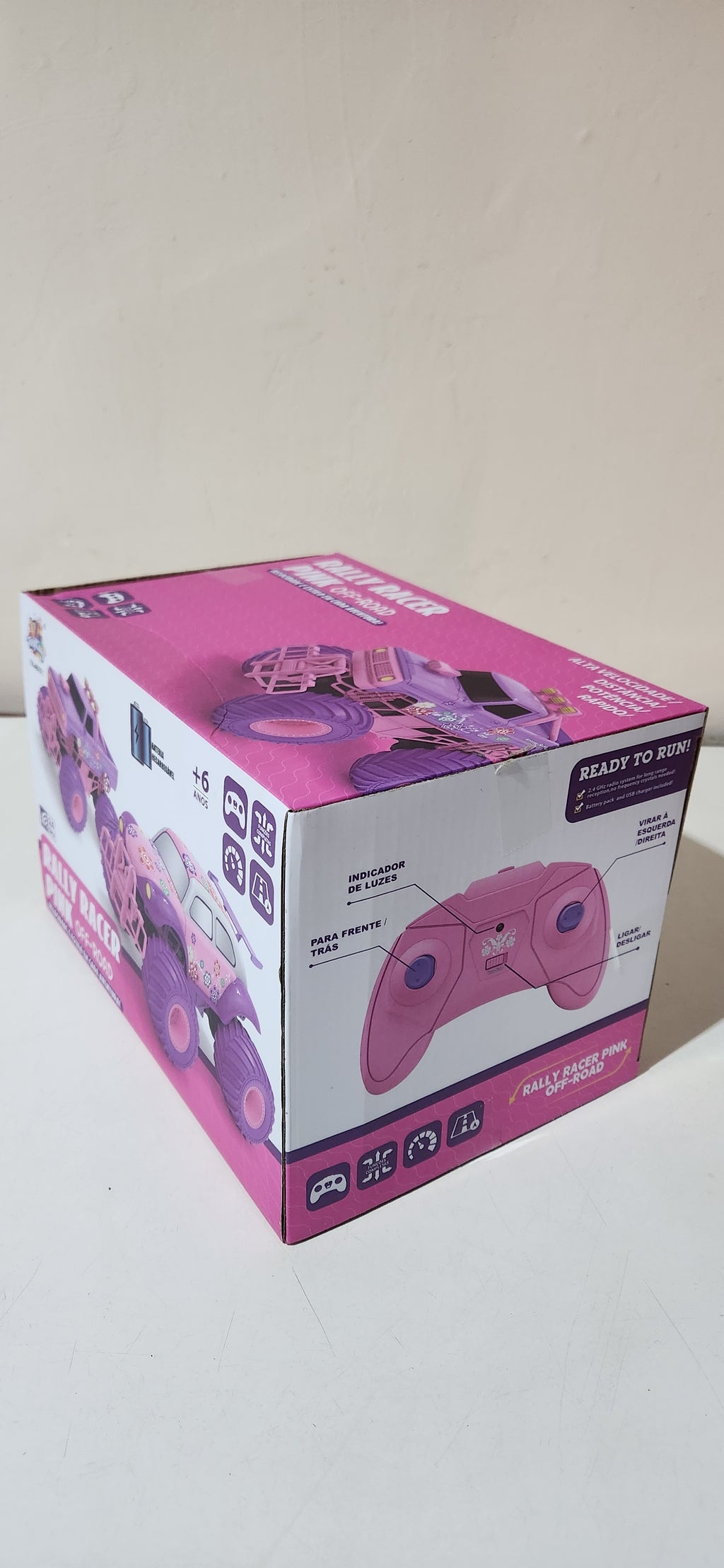 Carrinho De Controle Remoto Recarregável Monster Truck Rosa Cor Jeep