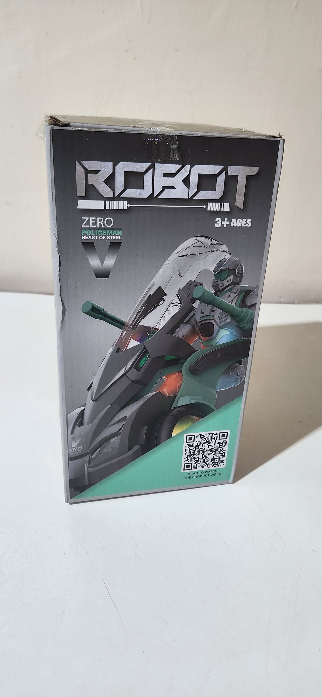 Robô de brinquedo policial com luz e som cinza