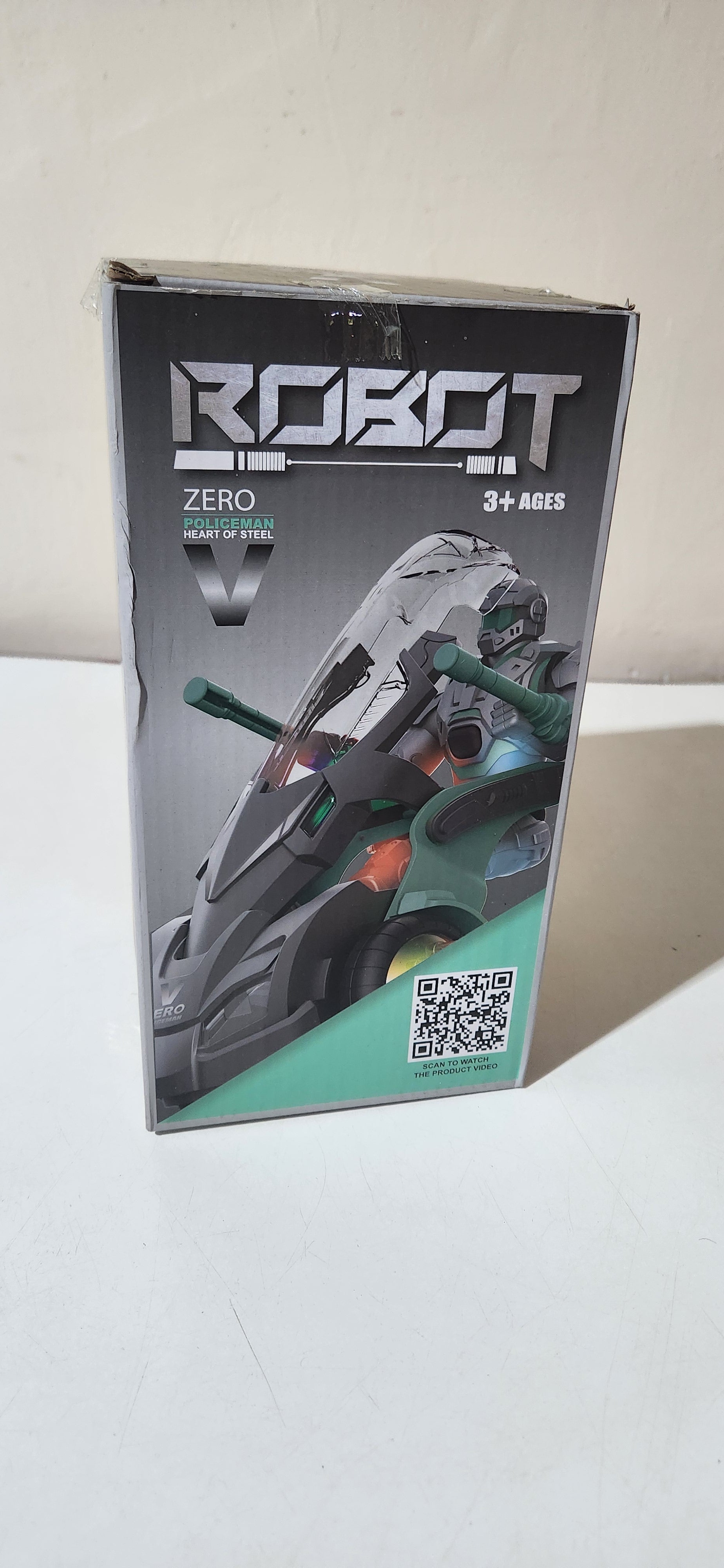 Robô de brinquedo policial com luz e som cinza